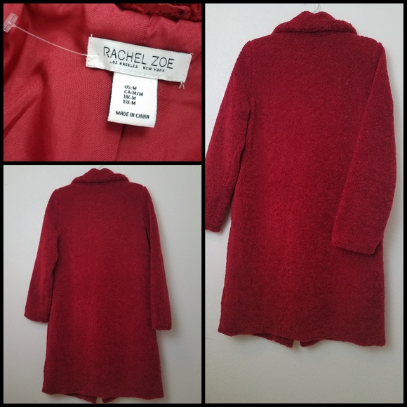FLASH SALE! NWOT RACHEL ZOE Trench Deep Red Teddy Bear Coat - Picture 5 of 10